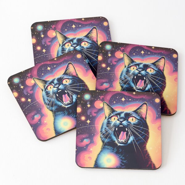 Item preview, psychedelic art black Cat vibrant colorful trippy psychedelic designed and sold by Catophile.