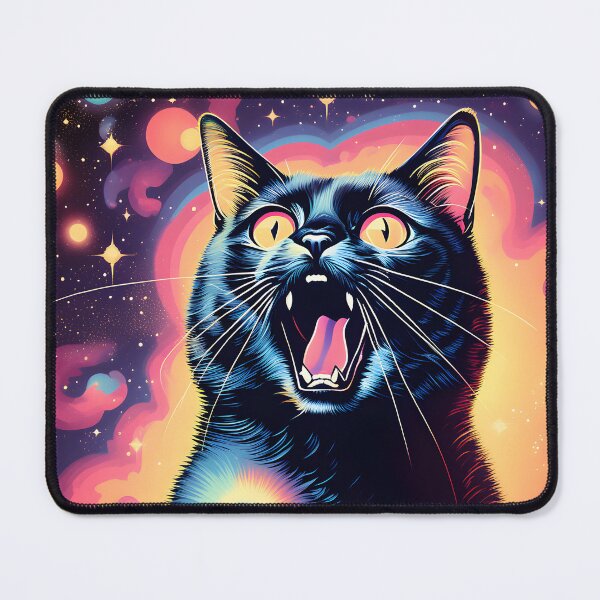 Item preview, psychedelic art black Cat vibrant colorful trippy psychedelic designed and sold by Catophile.