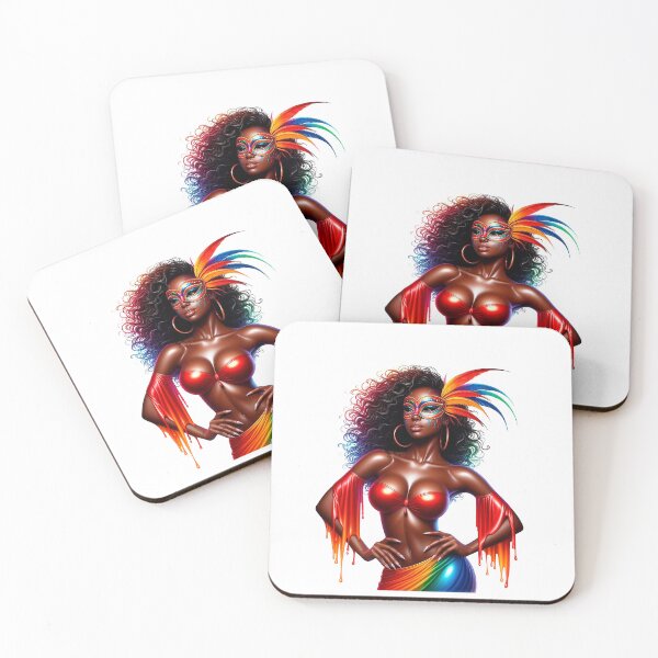 Artikelvorschau, Schwarze Karnevalsfrau, Karnevalsmädchen, Paradefrau, afroamerikanisches Mädchen, Mardi Gras Parade, Mardi Gras Party. entworfen und verkauft von gabrielakrall.