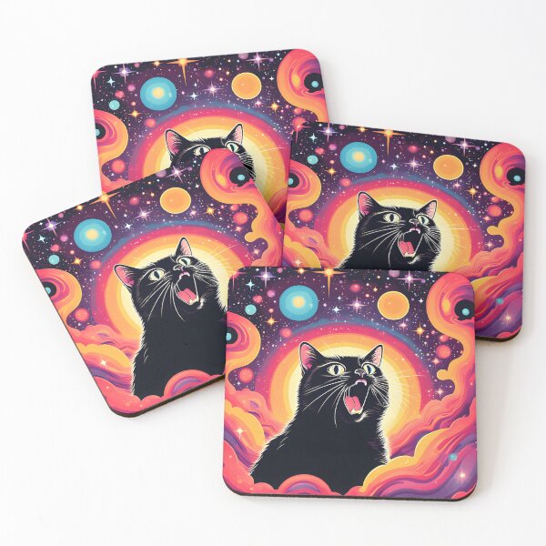Item preview, psychedelic art black Cat vibrant colorful trippy psychedelic designed and sold by Catophile.