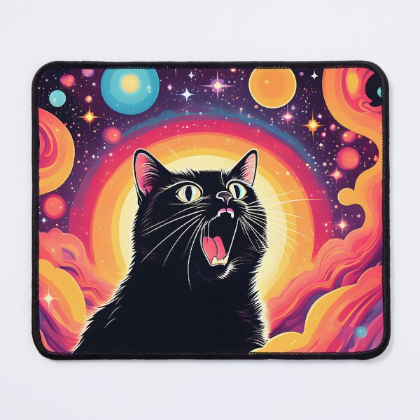 Item preview, psychedelic art black Cat vibrant colorful trippy psychedelic designed and sold by Catophile.