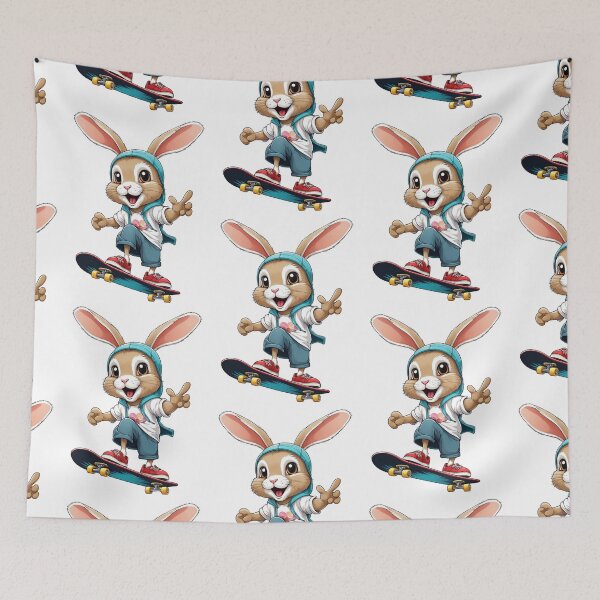 Item preview, A Cute rabbit  Playing skateboard  designed and sold by chathai.