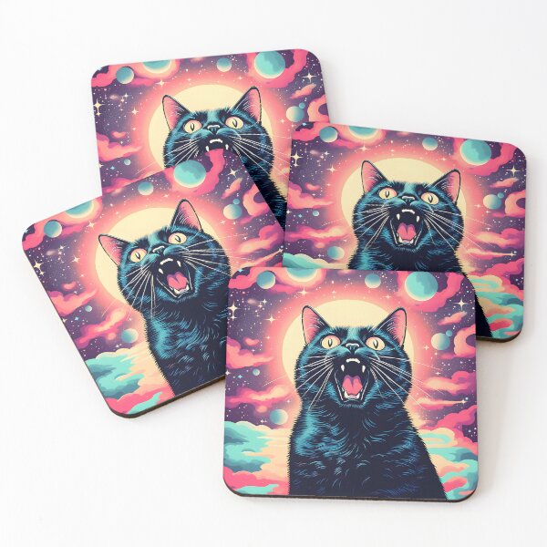 Item preview, psychedelic art black Cat vibrant colorful trippy psychedelic designed and sold by Catophile.