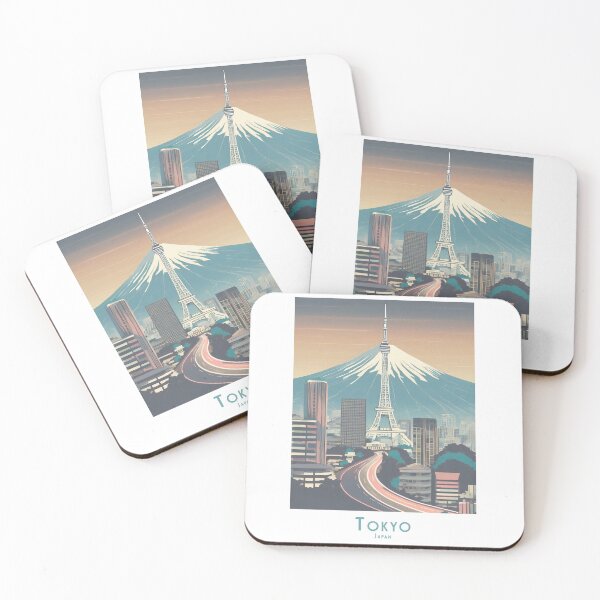 Item preview, Minimal vintage travel poster - Tokyo Tower and Mount Fuji designed and sold by pod24.
