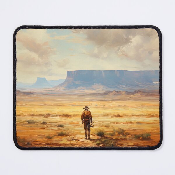 Item preview, Cowboy in desert at sunset - Acrylic western painting designed and sold by TheArtistOf2022.
