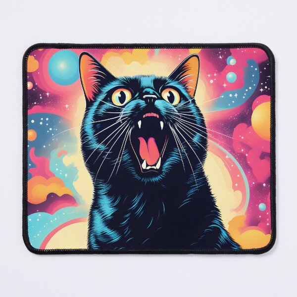 Item preview, psychedelic art black Cat vibrant colorful trippy psychedelic designed and sold by Catophile.