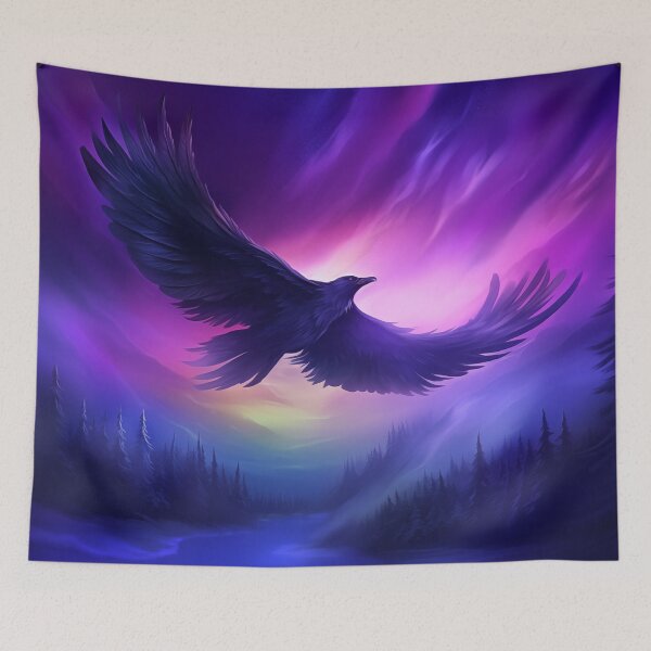 Item preview, Black Raven: Twilight Sky, Purple Crow, Winter Landscape designed and sold by Fantasy Masterpiece.