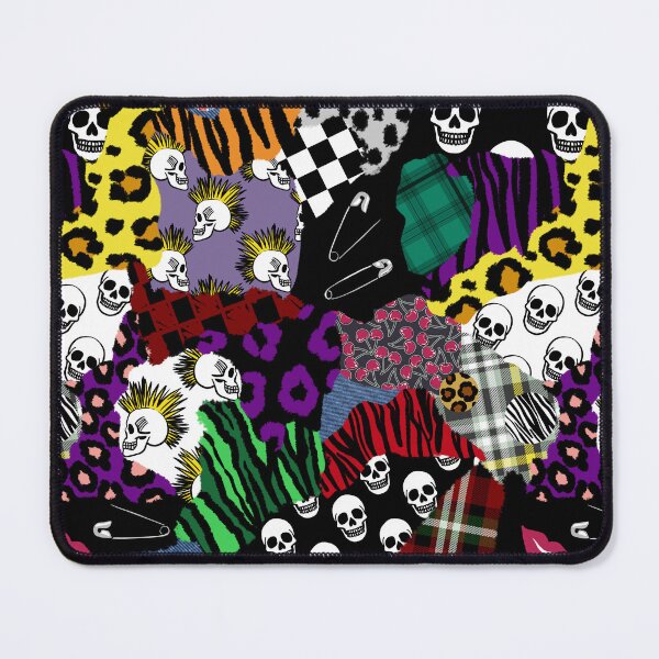 Item preview, Old School Punk Rock Maximalist Collage Of Patterns Including Skulls, Faux Denim, Cherries, Checkboard, Tartan and Animal Prints designed and sold by Carlo-Atzei.