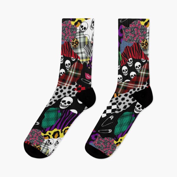 Item preview, Old School Punk Rock Maximalist Collage Of Patterns Including Skulls, Faux Denim, Cherries, Checkboard, Tartan and Animal Prints designed and sold by Carlo-Atzei.