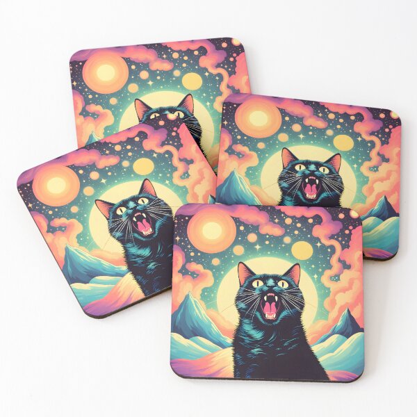 Item preview, Psychedelic art black Cat vibrant colorful trippy psychedelic designed and sold by Catophile.
