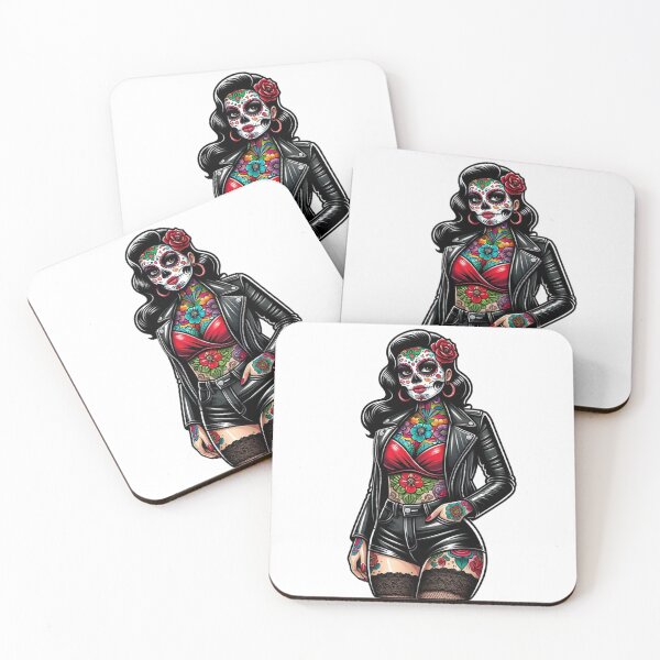 Item preview, Sugar Skull in Leather Shorts and Jacket designed and sold by PinUpPizzazz.