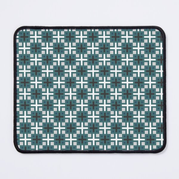 Item preview, White Teal Black Plus & Squares Infinite Endless Pattern designed and sold by Alchemy-A-La-G.