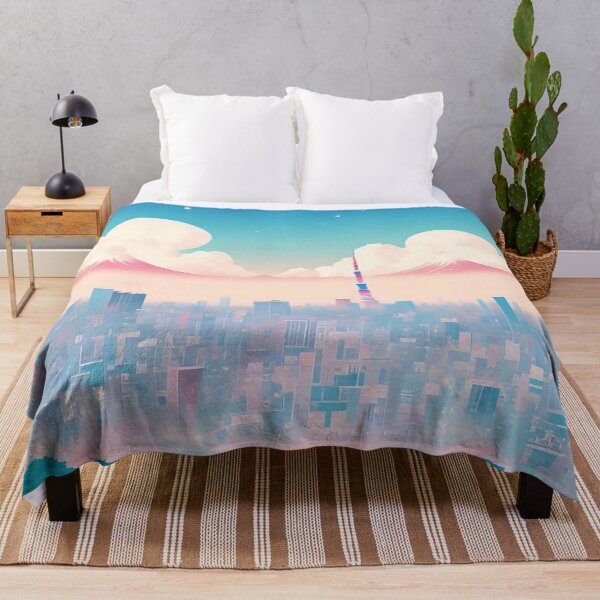Item preview, Colourful cityscape, mountains, clouds. designed and sold by ArtComixHaven.