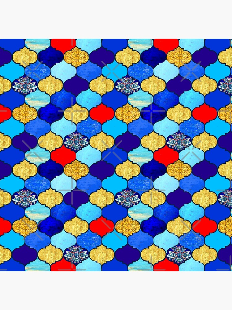 moroccan tiles , red, aqua, blue and gold moroccan tiled design by Magenta Rose Designs by MagentaRose