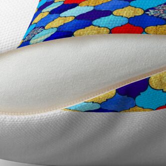 Alternate view of moroccan tiles , red, aqua, blue and gold moroccan tiled design by Magenta Rose Designs Floor Pillow