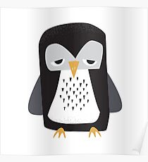 Sleepy Penguin - Cute Animal Illustration Poster