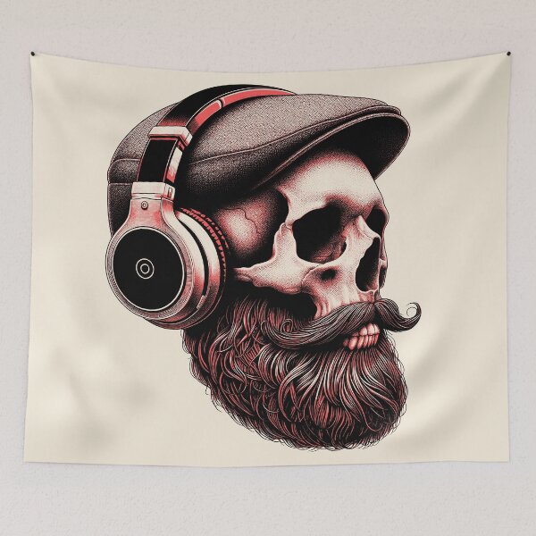 Item preview, Skull wearing Headphones #14 [Red & Black] designed and sold by elektronen.