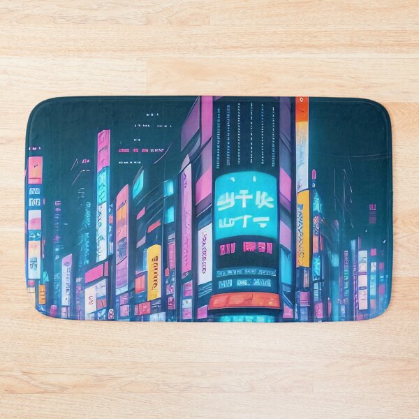 Item preview, Neon-lit cityscape, crowded, vibrant colours, futuristic atmosphere. designed and sold by ArtComixHaven.