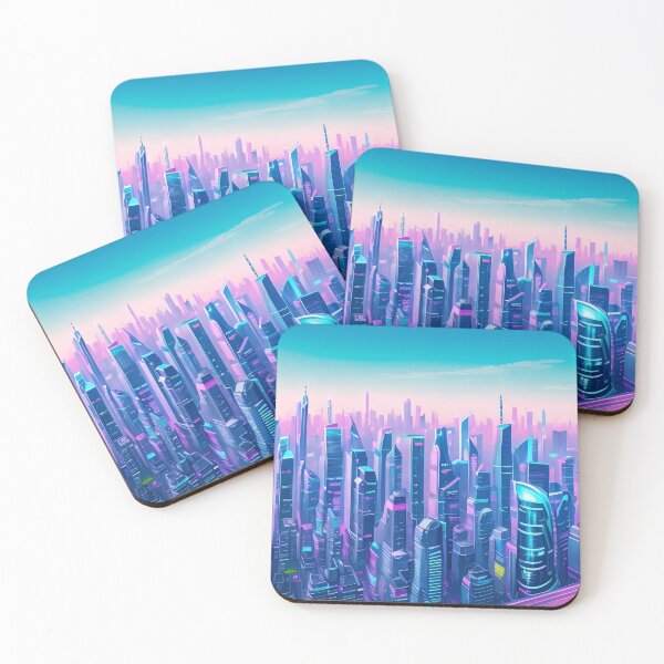 Item preview, Futuristic cityscape, vibrant colours, advanced architecture, skyline view. designed and sold by ArtComixHaven.