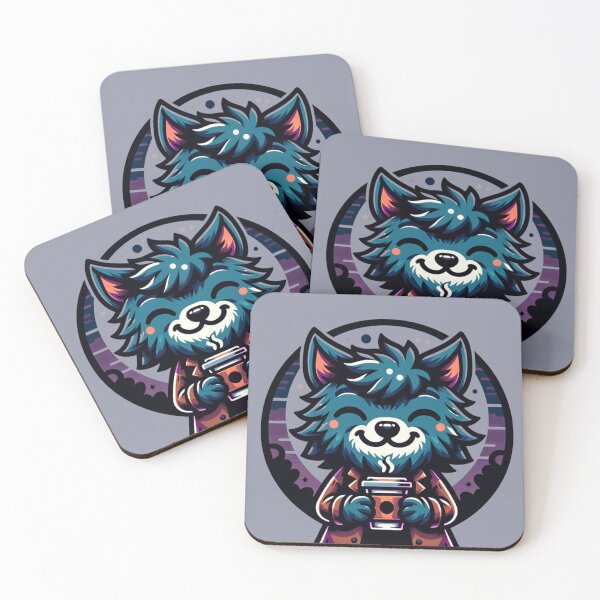 Item preview, Caffeinated Pup - werewolf drinking coffee designed and sold by PragmaticP.