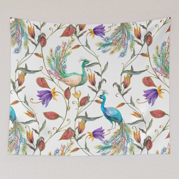 Item preview, Colorful Peacock And Flowers designed and sold by Suzana Djordjevic.