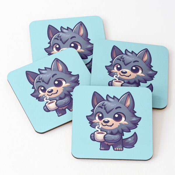 Item preview, Caffeinated Pup - werewolf drinking coffee designed and sold by PragmaticP.