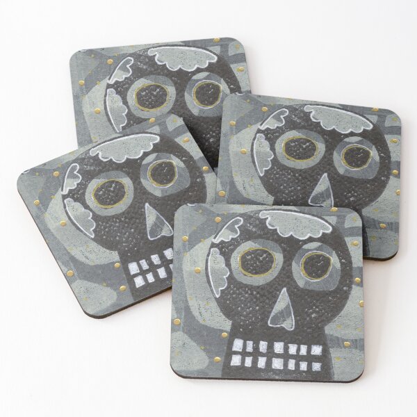 Item preview, Skull Art Card Hand Stamped Grey Gold Black and White designed and sold by Sheree Burlington.