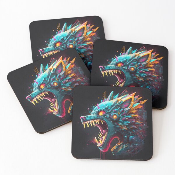 Item preview, Screaming cyberpunk wolf in the bladerunner city designed and sold by Wolf-Raf-Design.