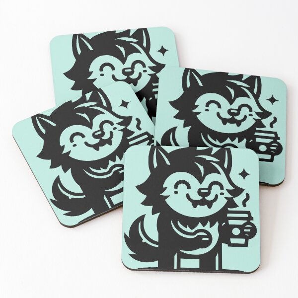 Item preview, Caffeinated Pup - werewolf drinking coffee designed and sold by PragmaticP.