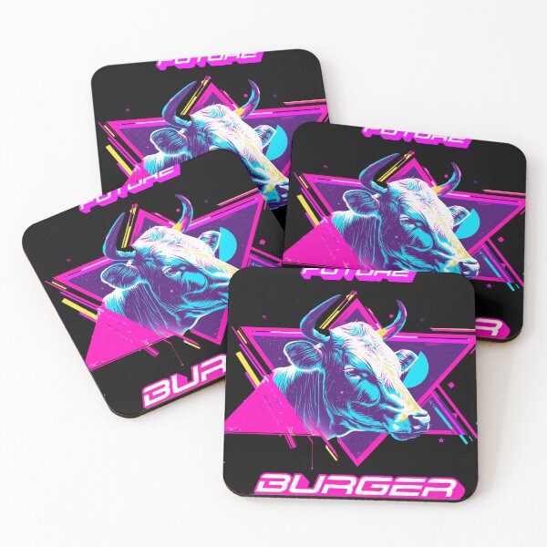 Item preview, Neon Future Burger: Retro Synthwave Cow Design designed and sold by VisualArtsOasis.