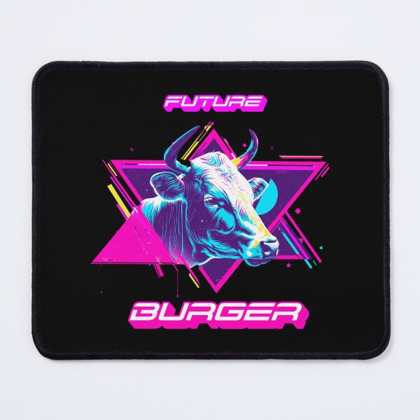 Item preview, Neon Future Burger: Retro Synthwave Cow Design designed and sold by VisualArtsOasis.