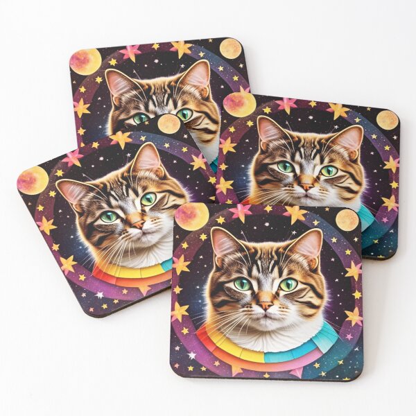 Item preview, Psychedelic kitty animal art designed and sold by Flowerslaps.
