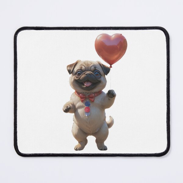 Item preview, Love Pug Dog holding heart shape balloon designed and sold by GiwuArt777.