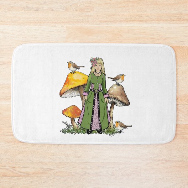 Item preview, The Mushroom Princess Fantasy Art Toadstools Birds and Girl Illustration designed and sold by JoyfulWhimsy.