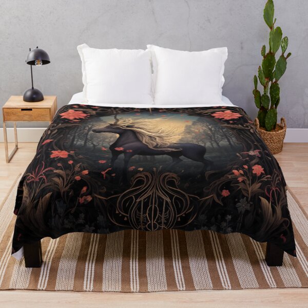 Item preview, Celestial Steed - Dark Unicorn Floral Fantasy Art designed and sold by pooshda.
