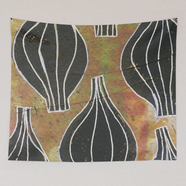 Item preview, Modern Vase Art Hand Stamped in Orange, Rust, Black & White designed and sold by Sheree Burlington.