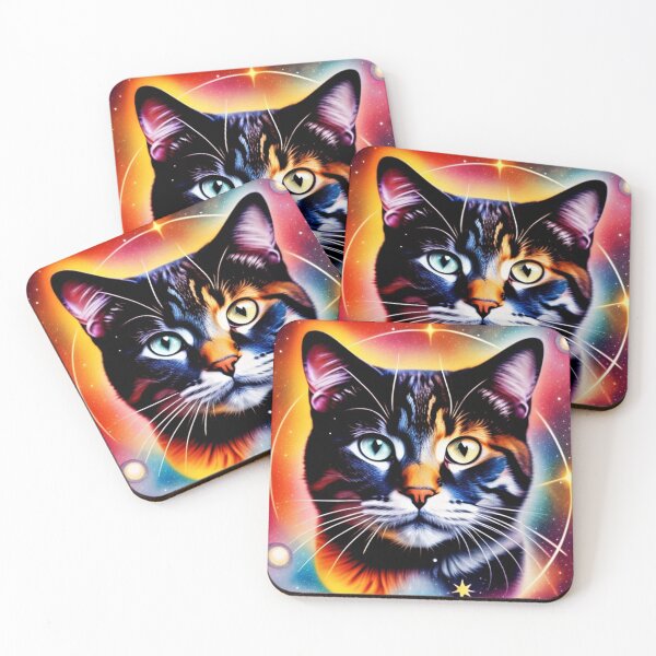 Item preview, Psychedelic kitty animal art designed and sold by Flowerslaps.