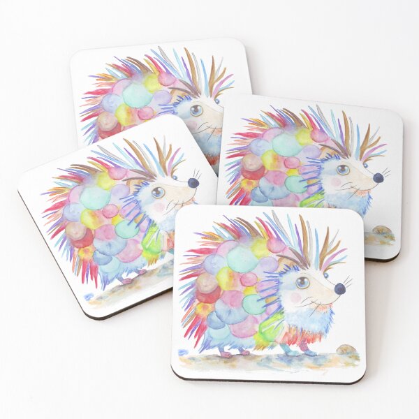 Item preview, Friendly hedgehog painted in watercolor. Colorful, happy, friendly illustration, appropriate for both children and fun people. designed and sold by evikataller.