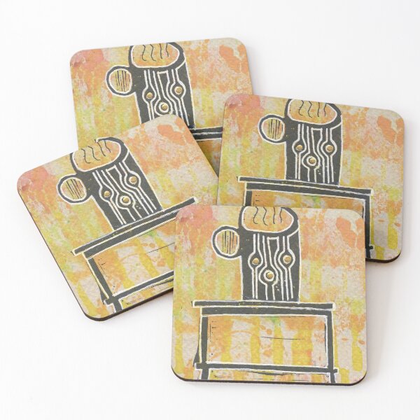 Item preview, Coffee Mug Art Hand Stamped Yellow, Orange, Black & White designed and sold by Sheree Burlington.