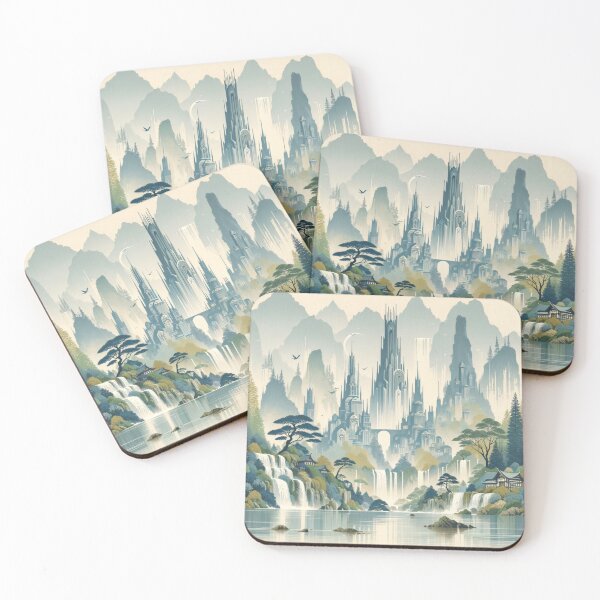Item preview, Mystical Rivendell: Japandi-Style Fantasy Landscape designed and sold by MythicBiscuit.