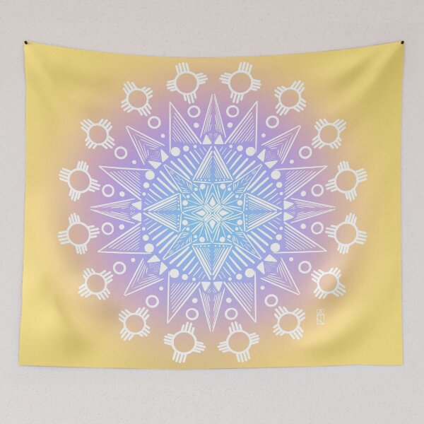 Item preview, Winter Desert - Zia Mandala (White on Gradient variation) designed and sold by Kara Cooper.