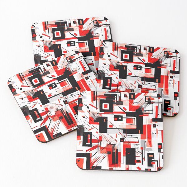 Item preview, Red & White & Black Geometric Seamless Abstract Art. designed and sold by GiveMeMood.
