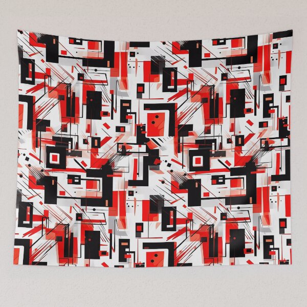 Item preview, Red & White & Black Geometric Seamless Abstract Art. designed and sold by GiveMeMood.