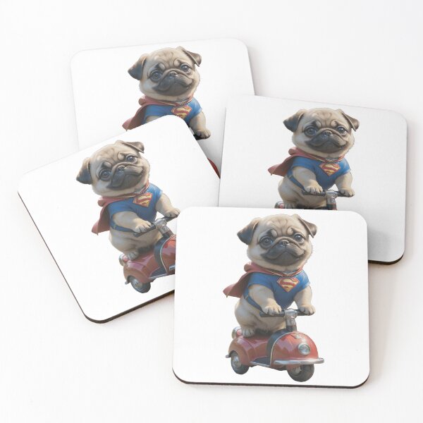 Item preview, Super Pug Dog riding a scooter to save the world designed and sold by GiwuArt777.