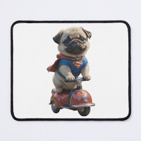 Item preview, Super Pug Dog riding a scooter to save the world designed and sold by GiwuArt777.