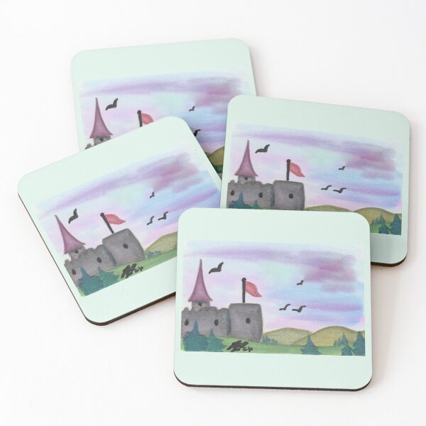 Item preview, Watercolor Painting Fantasy Fortress Castle Mountain Landscape Nature designed and sold by Jonah Augustin Gray.