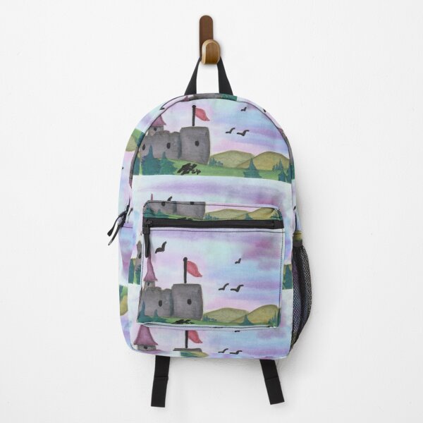Item preview, Watercolor Painting Fantasy Fortress Castle Mountain Landscape Nature designed and sold by Jonah Augustin Gray.