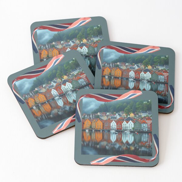Item preview, Bergen, Norway: Beautiful, Colorful Houses Reflected in Crystal Clear Waters designed and sold by Artmugic.