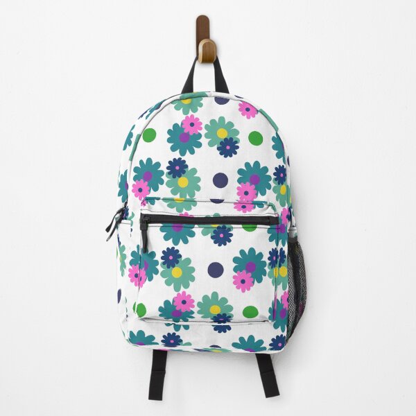Item preview, Pop Art Pink Teal Green and Yellow Floral on White Seamless Repeat designed and sold by Sharon Schwalbe.