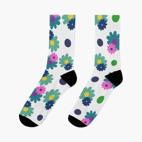 Item preview, Pop Art Pink Teal Green and Yellow Floral on White Seamless Repeat designed and sold by Sharon Schwalbe.